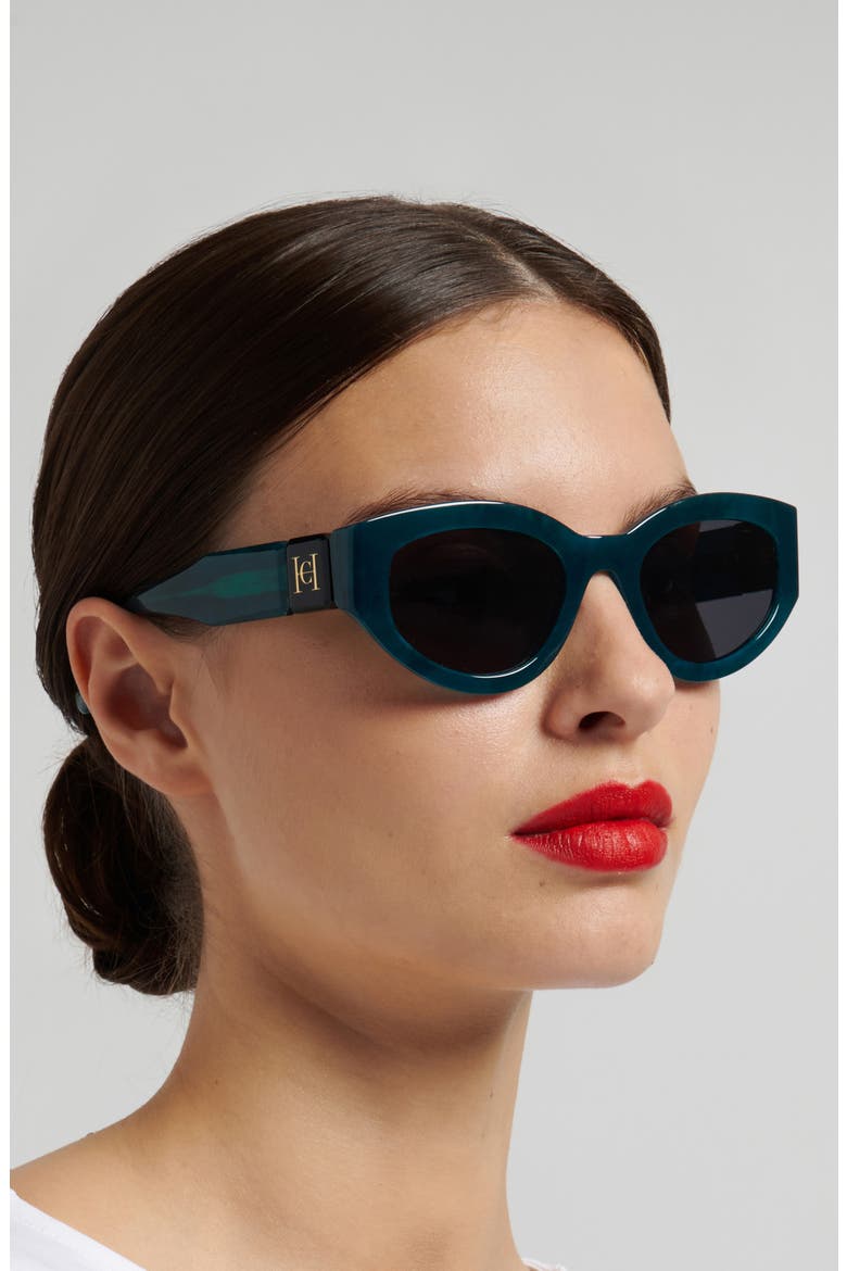 Her 52mm Gradient Oval Sunglasses, Alternate, color, GREEN MARBLE BLACK/ GREY