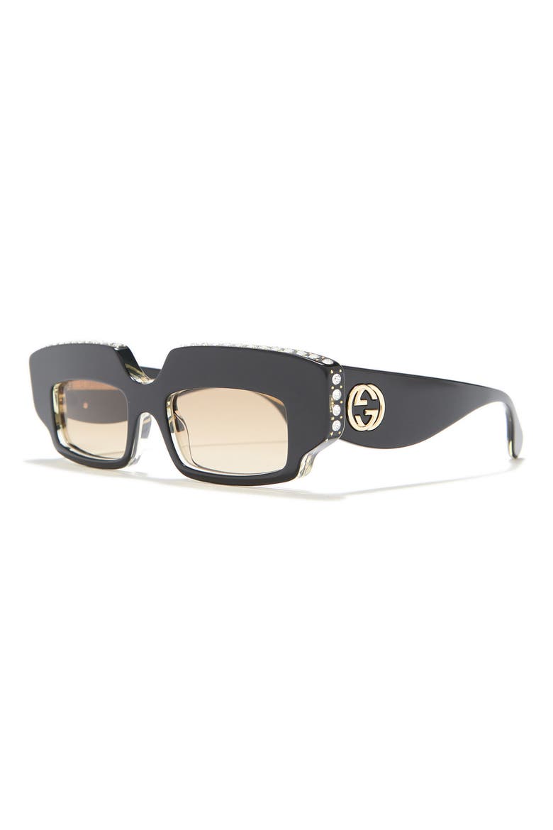50mm Rectangular Sunglasses, Alternate, color, BLACK