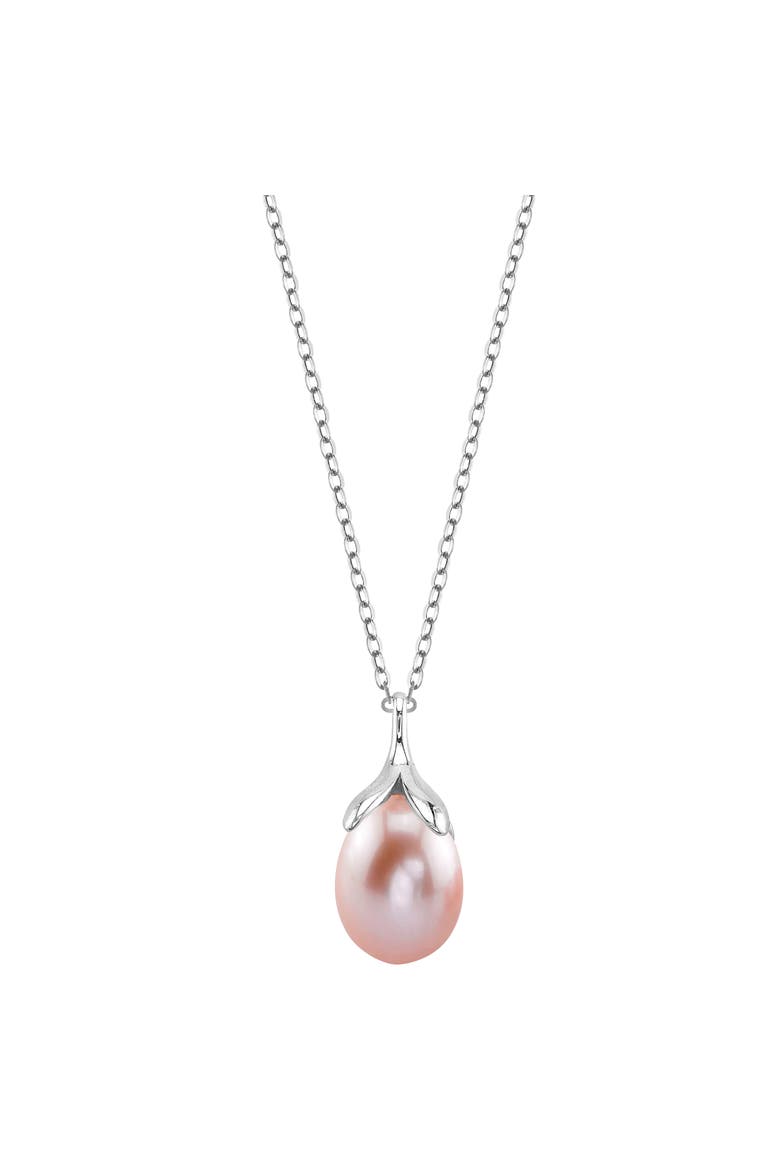10-11mm Pink Freshwater Pearl Rose Gold Plated Olive Drop Pendant, Main, color, Sterling Silver