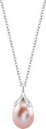 The Pearl Source 10-11mm Pink Freshwater Pearl Rose Gold Plated Olive Drop Pendant