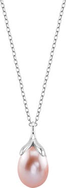 The Pearl Source 10-11mm Pink Freshwater Pearl Rose Gold Plated Olive Drop Pendant