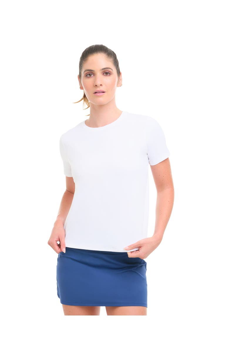 Women's Short Sleeve UV Protection Relaxed Crew Shirt, Alternate, color, White
