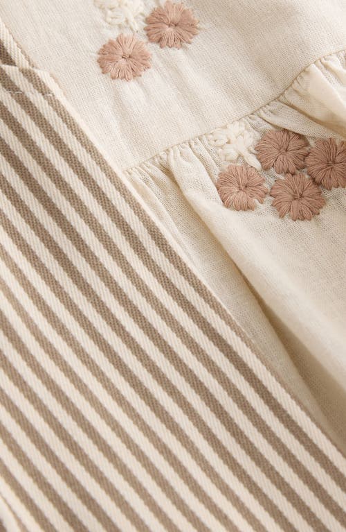 NEXT NEXT KIDS' EMBROIDERED COTTON & LINEN PEPLUM TOP & STRIPE PANTS SET 