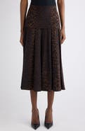 Balenciaga Leopard Print Pleated Silk Midi Skirt