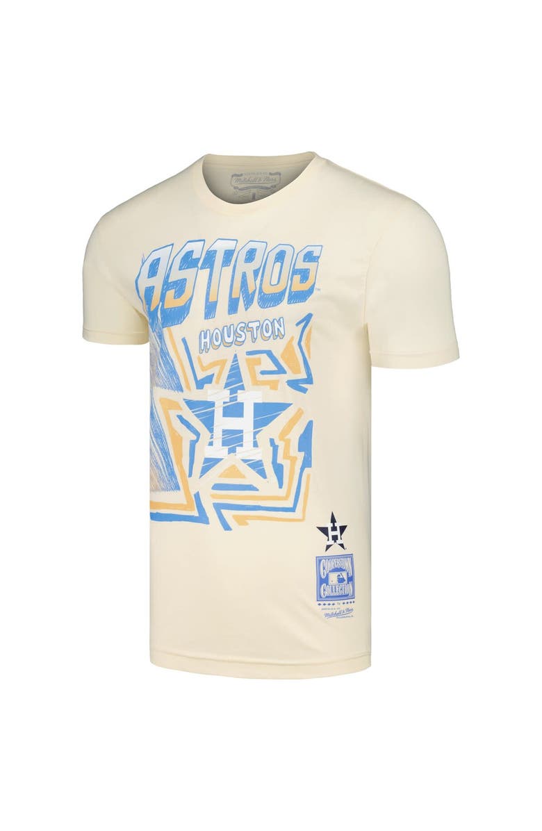 Mitchell & Ness Men's Mitchell & Ness Cream Houston Astros Cooperstown Collection Sidewalk Sketch T-Shirt, Alternate, color, 