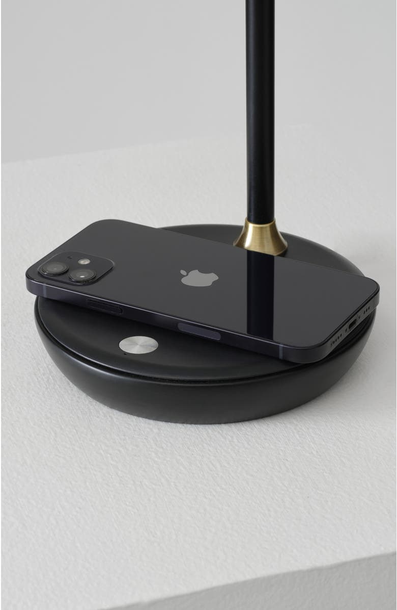 Brightech Ezra 16.5" Modern LED Reading Table Lamp with Built-in Wireless Charging Pad, Alternate, color, Antique Brass