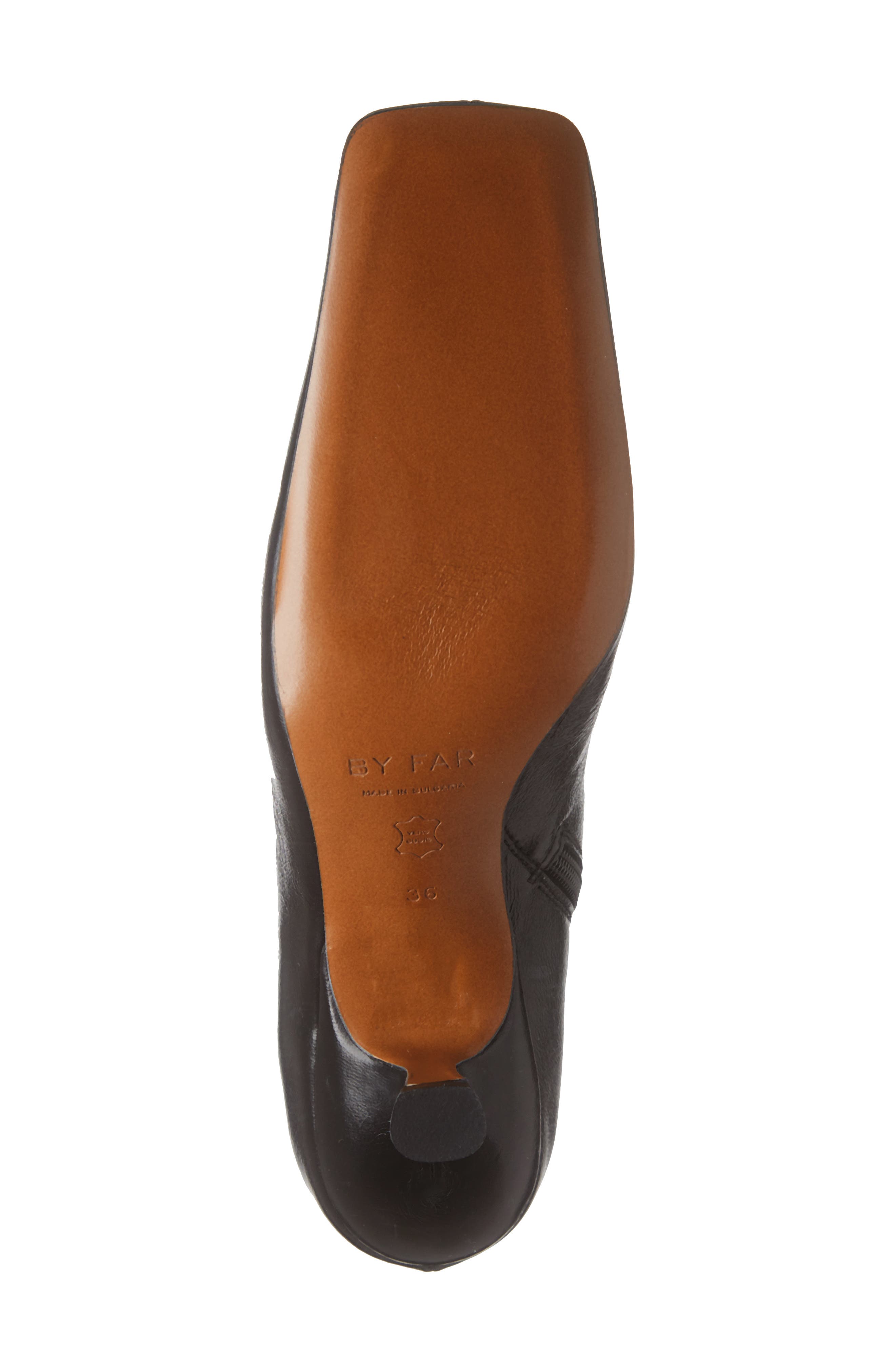 By Far Lange Square Toe Kitten Heel Leather Bootie, Alternate, color, 