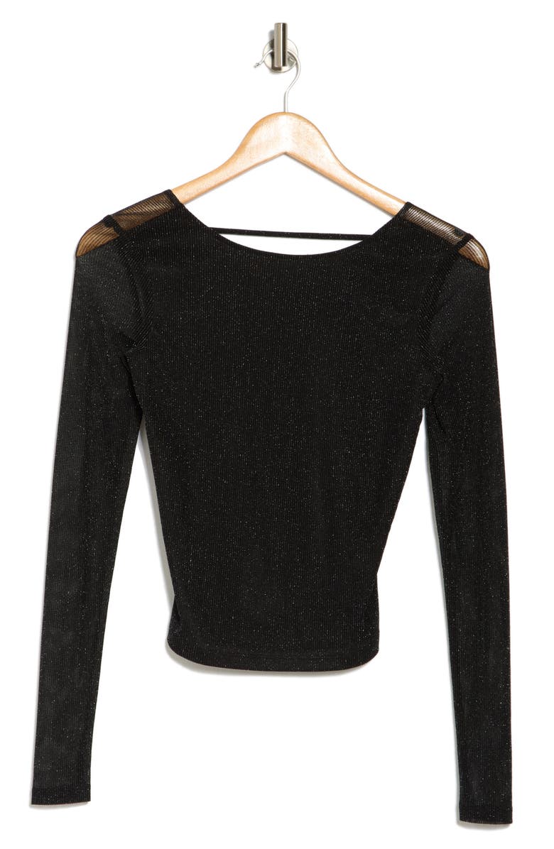 Abound Long Sleeve Open Back Glitter Mesh Top, Alternate, color,