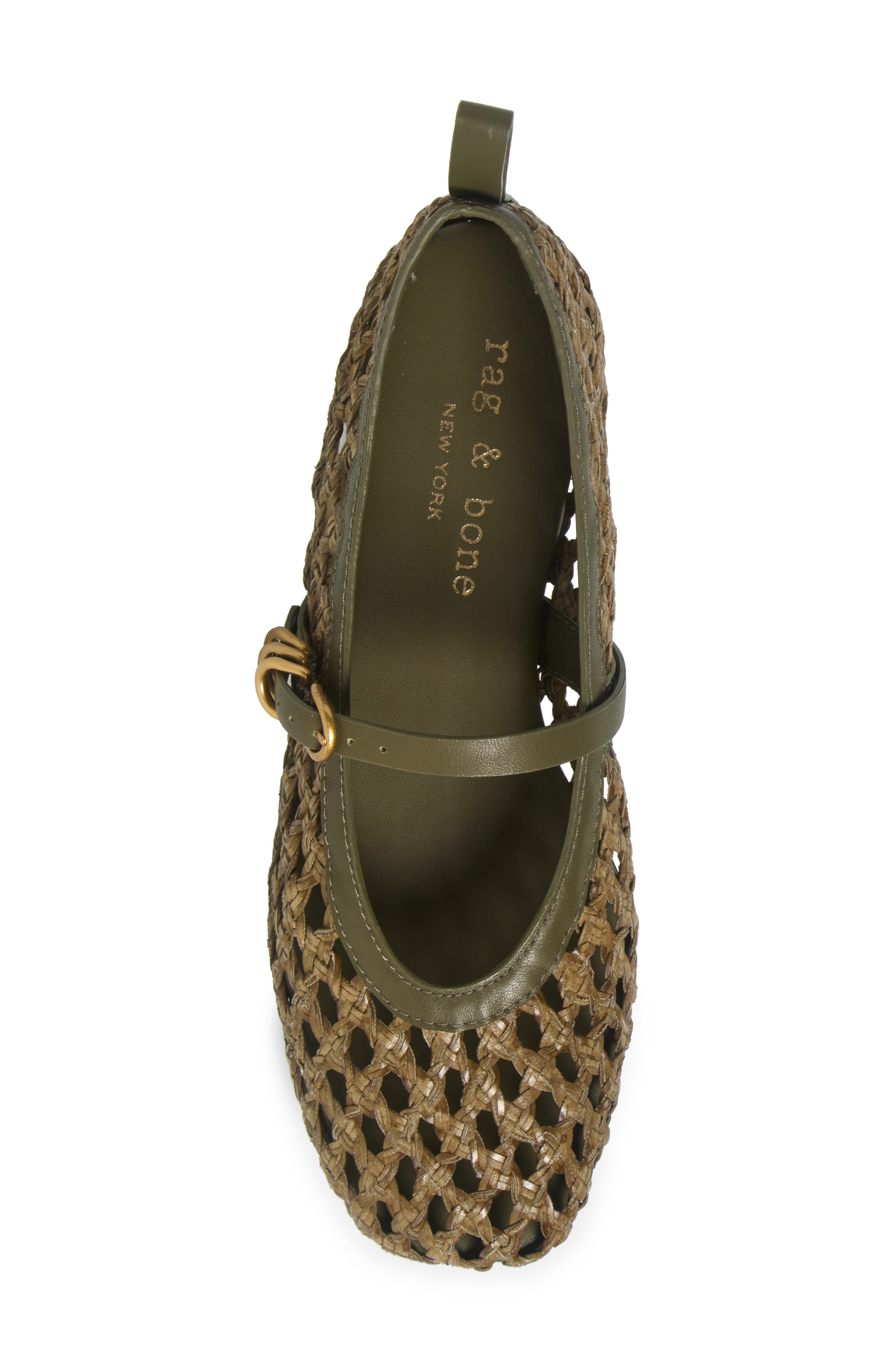 rag & bone Spire Woven Mary Jane Flat, Alternate, color, Loden Woven
