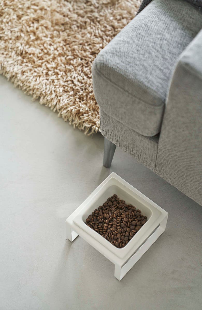 Yamazaki Pet Food Bowl & Short Stand, Alternate, color, White