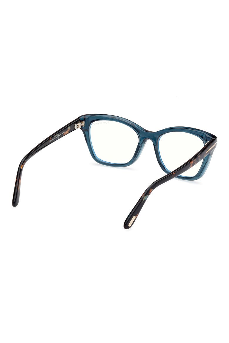53mm Cat Eye Blue Light Blocking Optical Glasses, Alternate, color, AQUA / VINTAGE BLUE HAVANA
