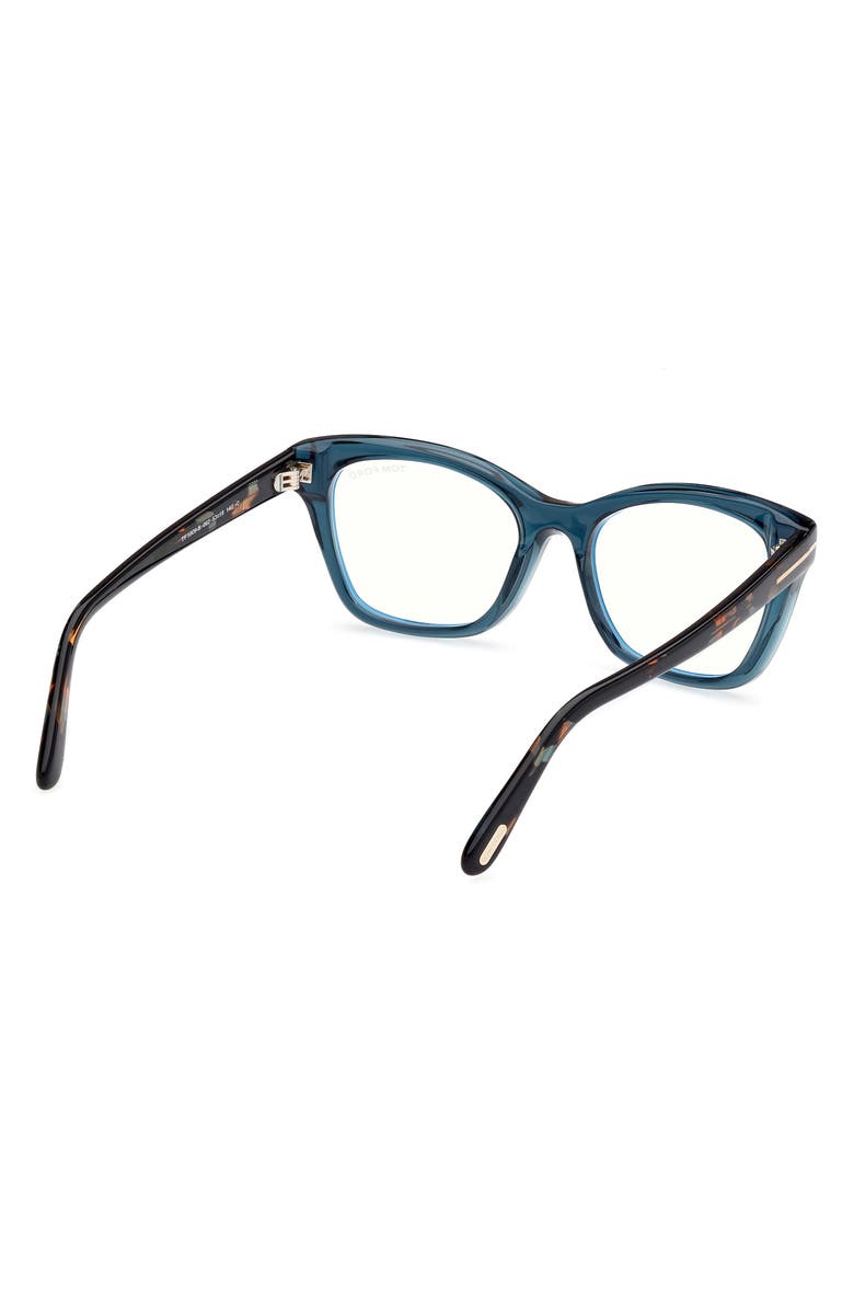 TOM FORD 53mm Cat Eye Blue Light Blocking Optical Glasses, Alternate, color, Aqua / Vintage Blue Havana