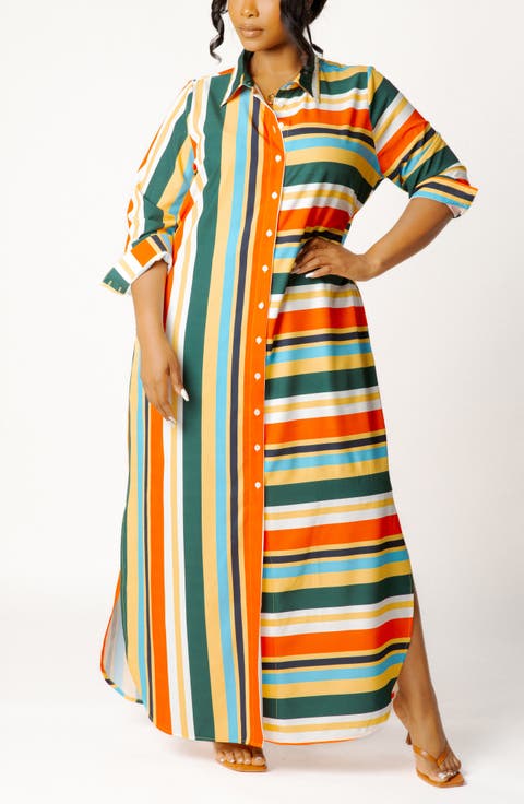 Long Sleeve Button-Up Maxi Shirtdress
