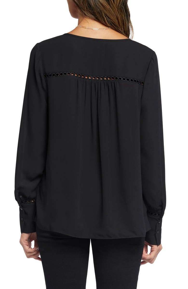 NYDJ Liliana Lace Inset Peasant Top, Alternate, color, Black