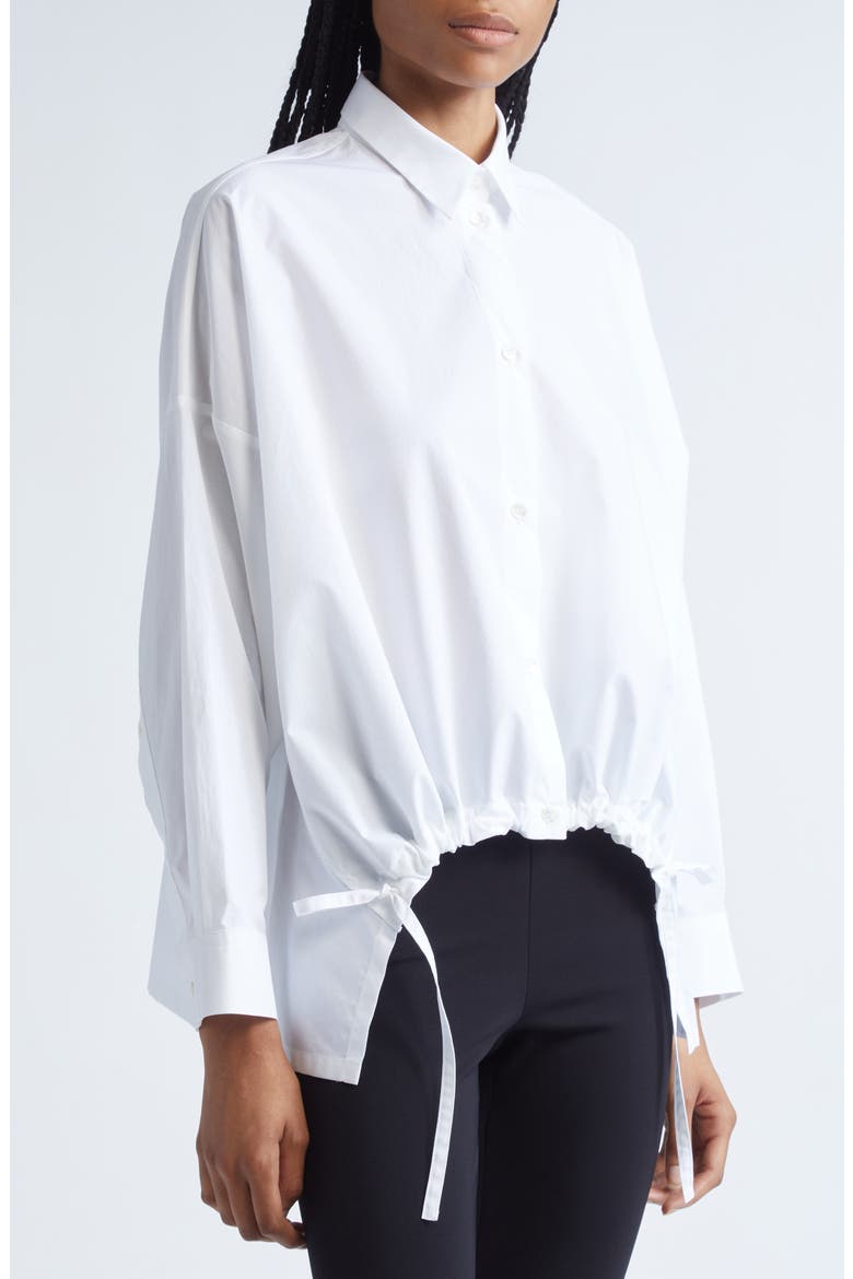 Oversize Cotton Poplin Button-Up Shirt, Alternate, color, WHITE