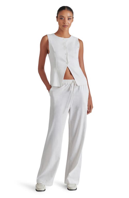 Shop Steve Madden Venetia Linen Blend Drawstring Pants In White