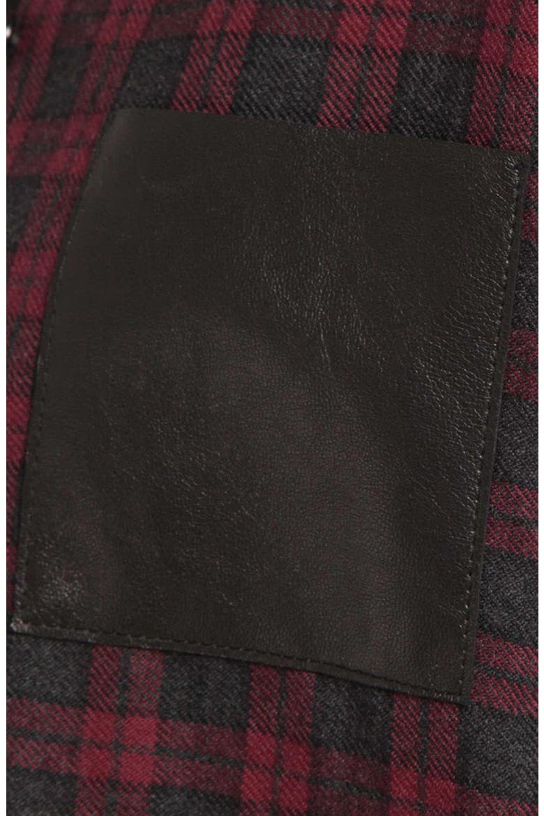'Danette' Leather Pocket Plaid Shirt, Alternate, color, ROUGE