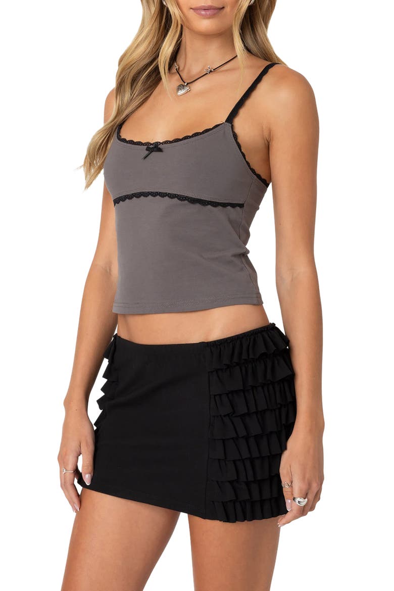 Elin Lace Trim Camisole, Alternate, color, GRAY