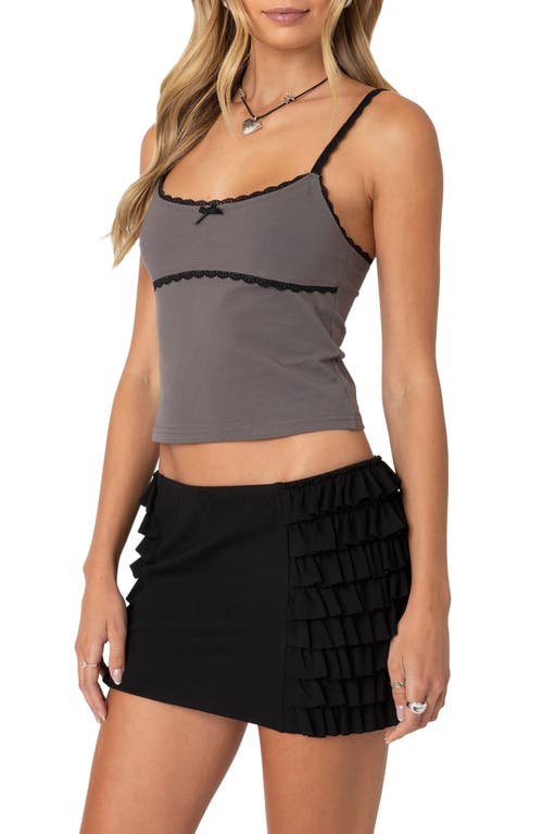 Edikted Elin Lace Trim Tank Top In Gray