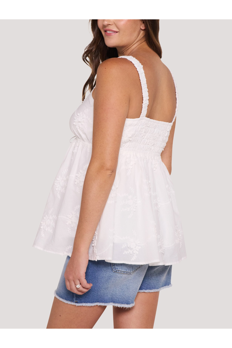 Scrunch Strap Woven Cami, Alternate, color, White Eyelet