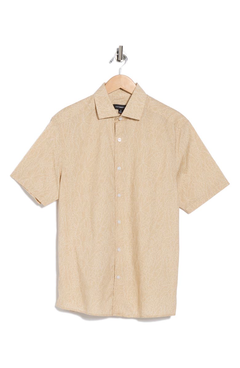 WESTZEROONE Carlos Short Sleeve Cotton Button-Up Shirt, Alternate, color, Tan