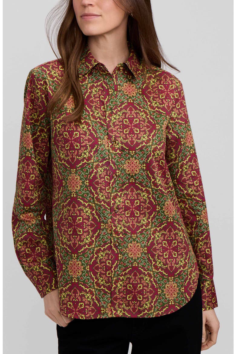 Meghan Medallion Print Cotton Button-Up Shirt, Main, color, RED/ MULTI