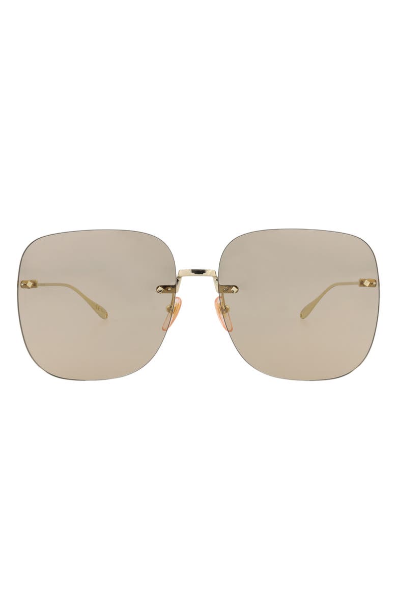 Gucci 65mm Novelty Square Sunglasses, Main, color, Gold Gold Brown