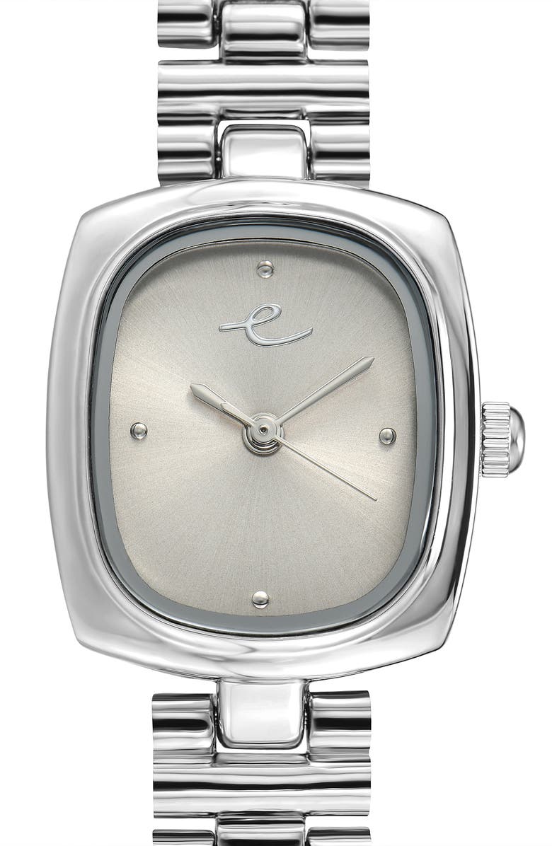 Ettika Square Dial Bracelet Watch, 20mm x 23mm, Alternate, color, Bone And Silver