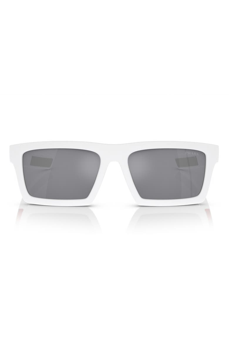 PRADA SPORT 55mm Rectangular Sunglasses, Alternate, color, Black White