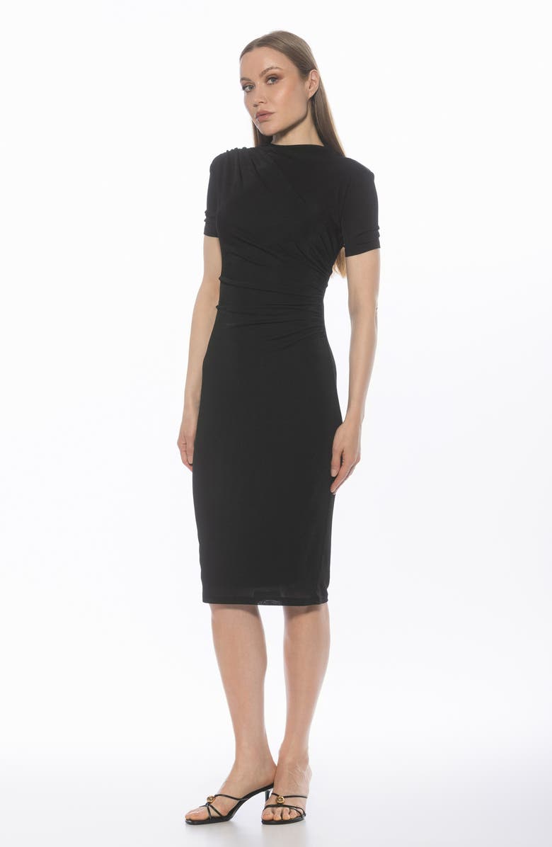 Alexia Admor Santal Draped Sheath Dress, Alternate, color, Black