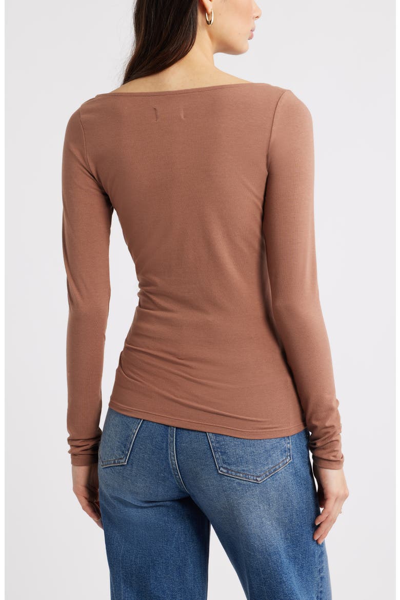 Twist Neck Cutout Top, Alternate, color, BROWN TOPAZ