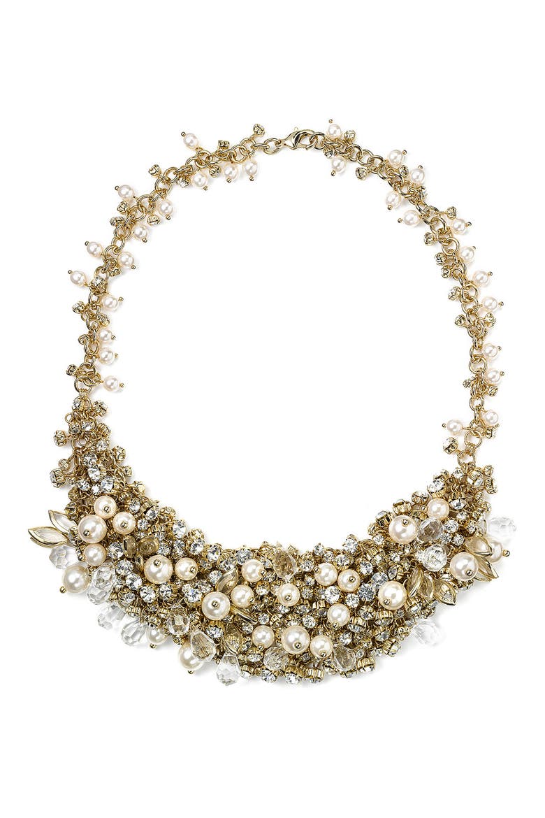Accessories Pearl & Crystal Statement Necklace, Main, color, GOLD