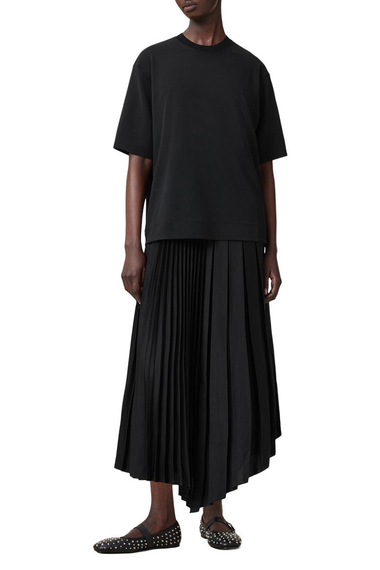 Jax Short Sleeve Top & Pleated Sleeveless Dress, Main, color, BLACK