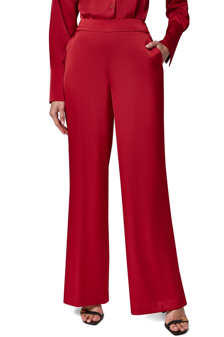 High Waist Wide Leg Pants, Main, color, RED VELVET