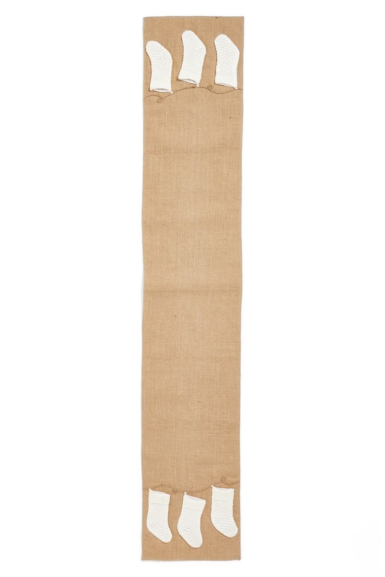 Linen Runner with Knit Socks, Alternate, color, BEIGE