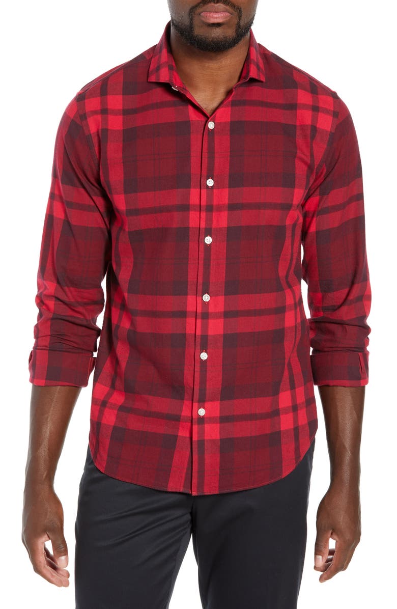 Bonobos Unbutton Down Slim Fit Plaid Sport Shirt, Main, color, 