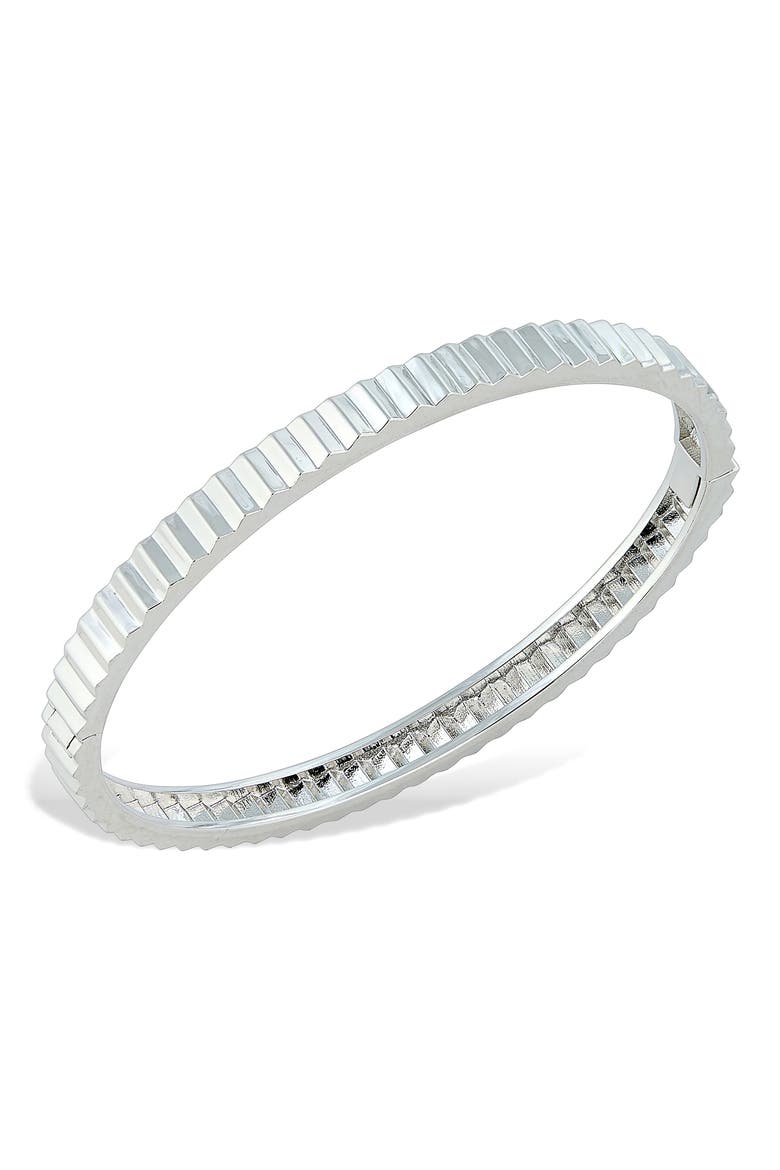 Ribbed Bangle, Main, color, RHODIUM