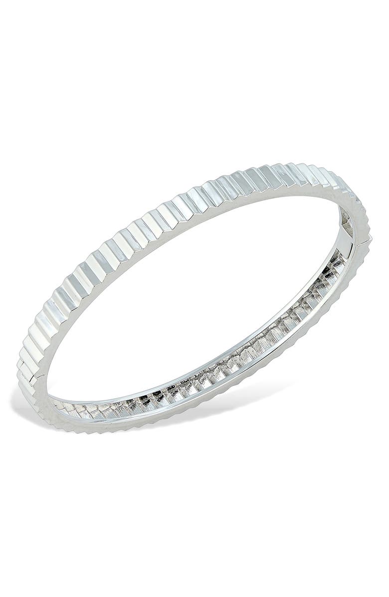 SAVVY CIE JEWELS Ribbed Bangle, Main, color, Rhodium