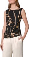 Donna Karan New York Hardware Print Gather Sleeveless Top