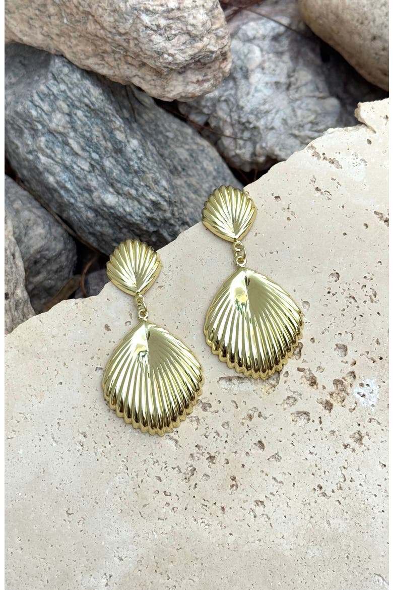 Shell Inspired Drop Earrings, Alternate, color, GOLD