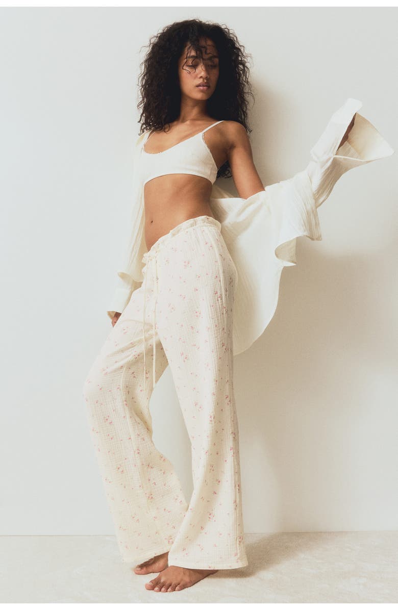 H&M Muslin Pyjama Bottoms, Alternate, color, White/Floral