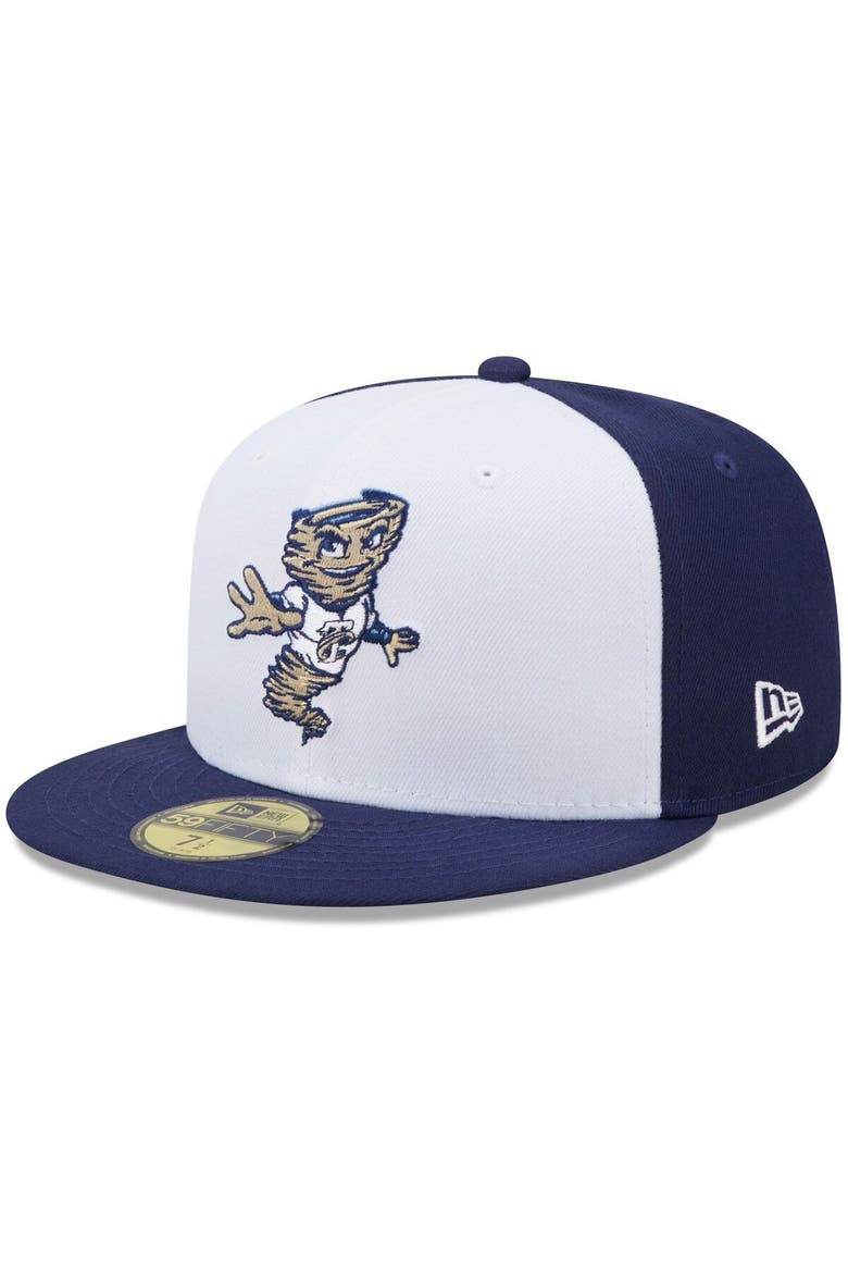 Men's New Era White/Navy Tri-City Dust Devils Marvel x Minor League 59FIFTY Fitted Hat, Main, color, White