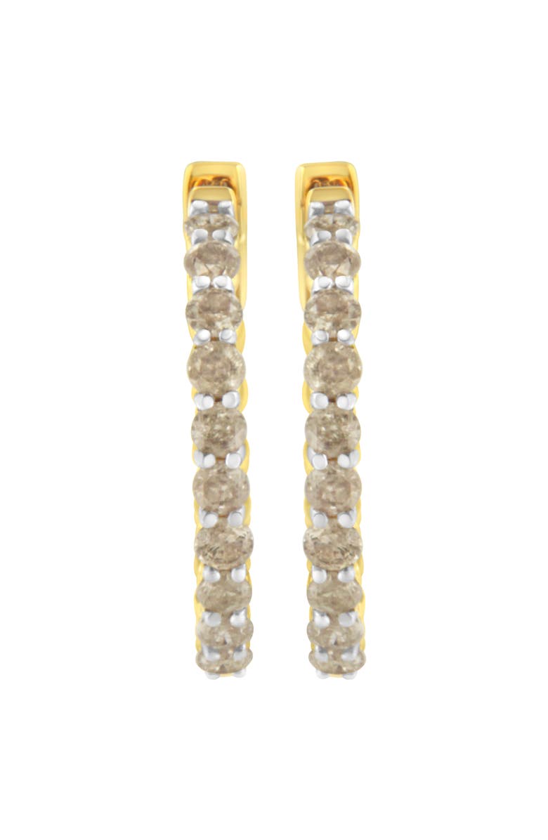 Haus of Brilliance 10K Yellow Gold Plated Silver Diamond Hoop Earrings, Alternate, color, Yellow