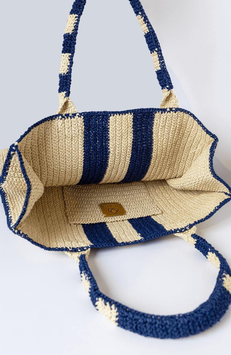 JURGI Multi Stripe Beach Bag, Alternate, color, Navy Stripe