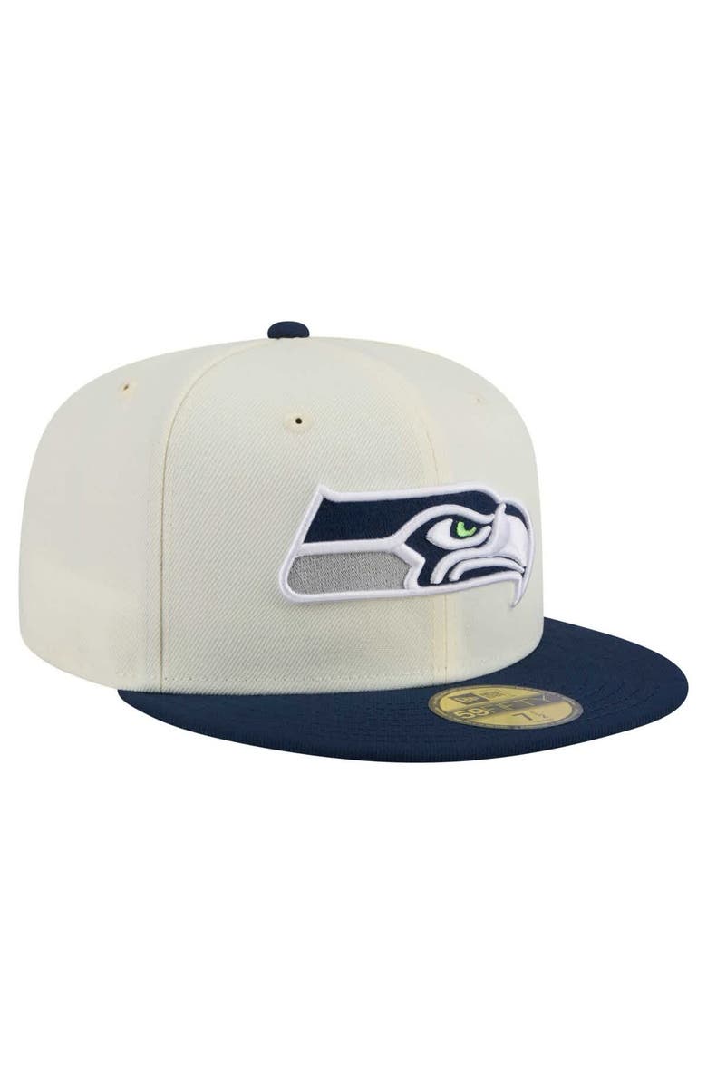 New Era Men's New Era  White/College Navy Seattle Seahawks  Main 59FIFTY Fitted Hat, Alternate, color, 