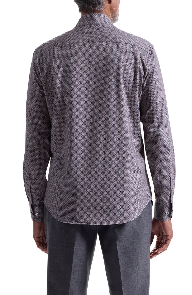 Bugatchi James OoohCotton<sup>®</sup> Geo Print Button-Up Shirt, Alternate, color, Wood Rose