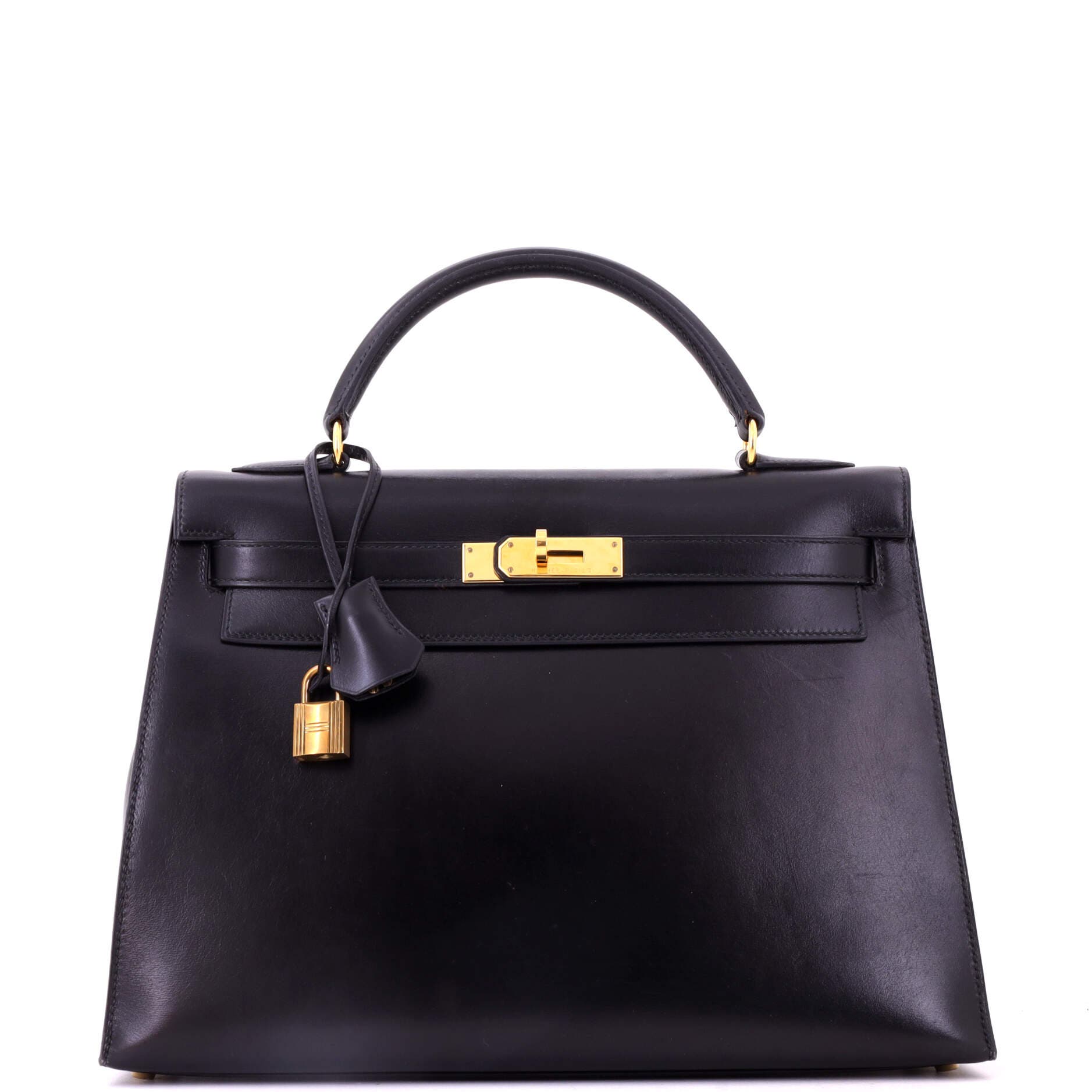 Kelly Handbag Black Box Calf with Gold Hardware 32, Main, color, Black