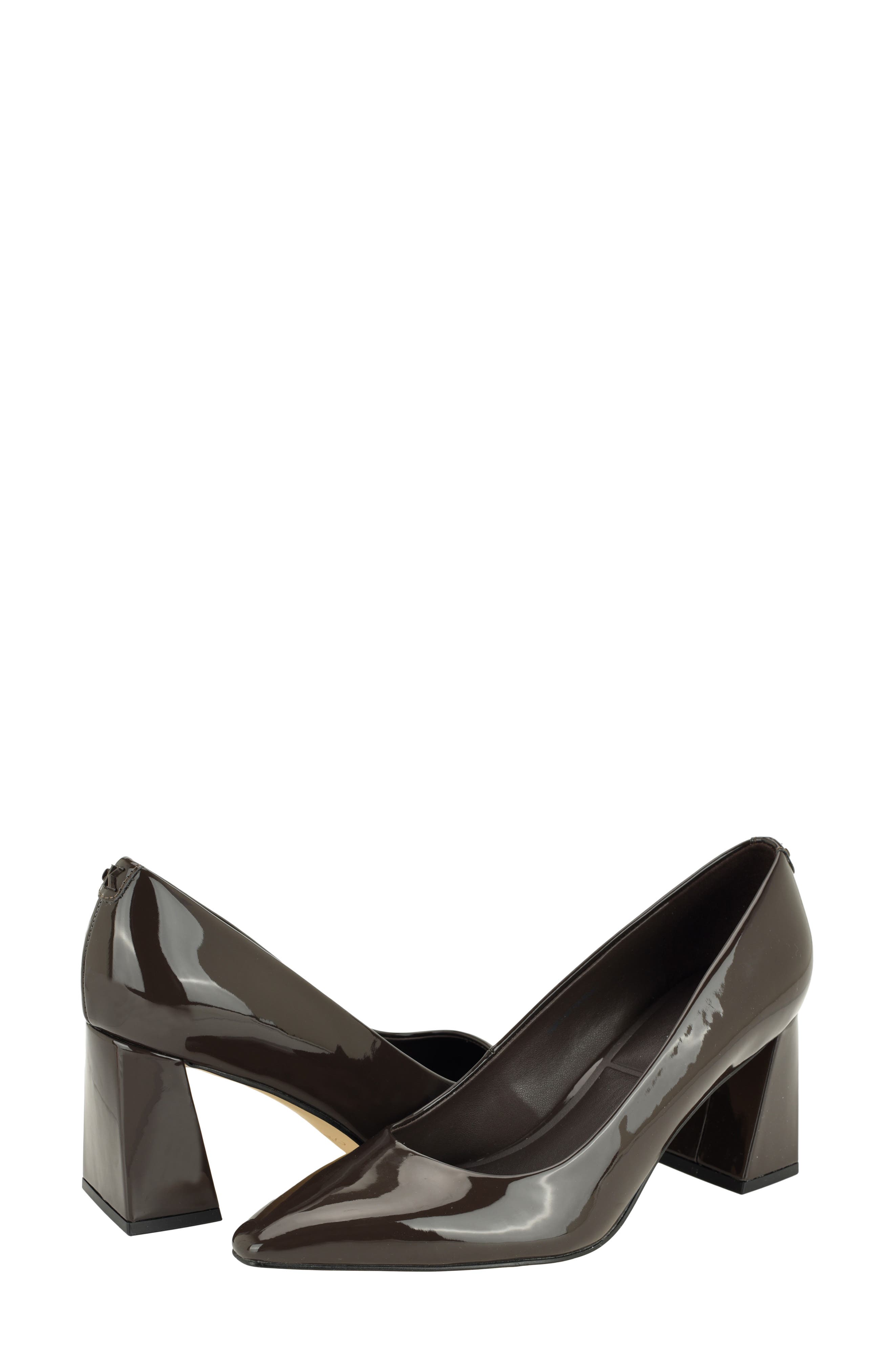Nelanie Pointed Toe Pump, Alternate, color, DARK BROWN PATENT