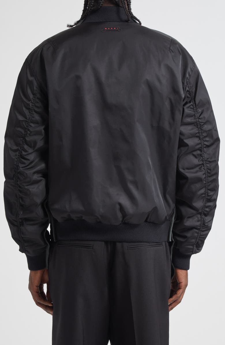 Marni Trunkaroo Mixed Media Bomber Jacket, Alternate, color, Black