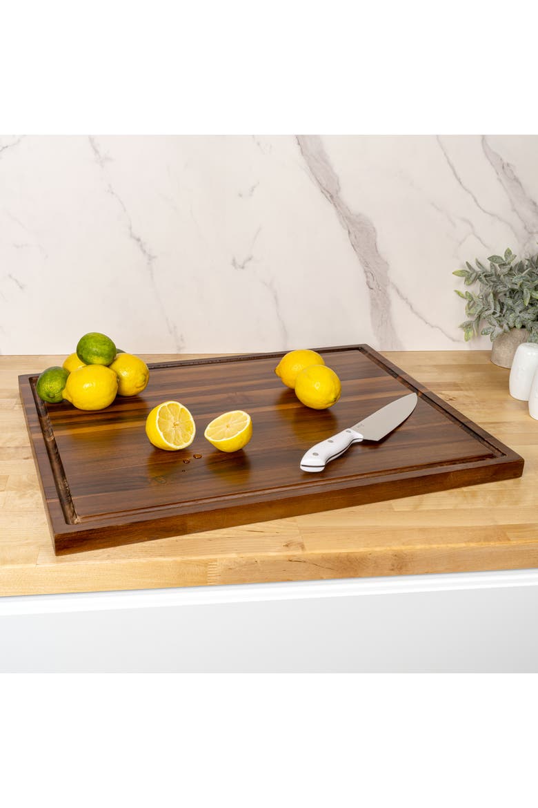 Eldridge Extra Large Handcrafted Acacia Wood Grain Thick Reversible Cutting Board with Juice Grooves, Alternate, color, Brown